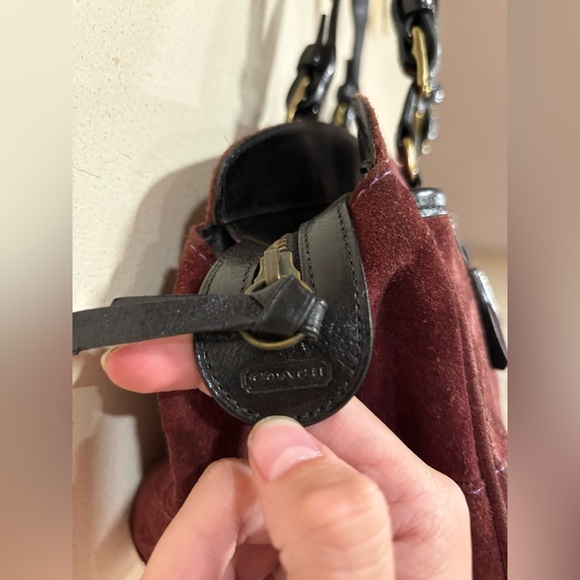 Coach Hamilton Suede Tote Bag Carryall Purse Eggplant Purple - Picture 4 of 11